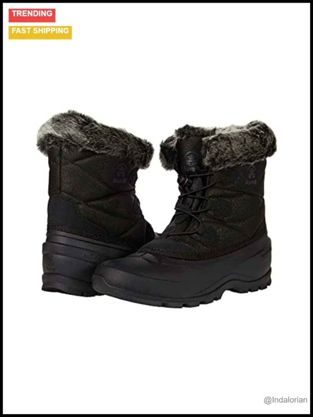 Insulated Thermal Snow Boots with Faux Fur Collar, Waterproof Winter Boots